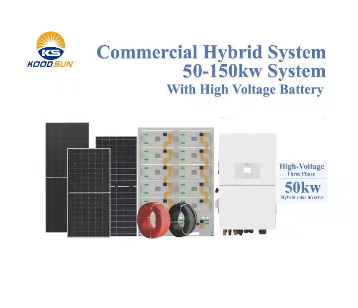 Solar Energy System 50kw 100kw 150kw Commercial Solar System with High Voltage Battery Hybrid Solar System - Koodsun