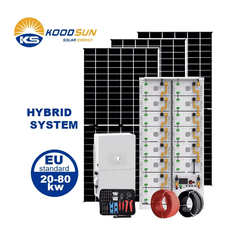 In Stock High Voltage Hybrid Solar Energy System Set 20-80kW 3Phase Commercial Hybrid Solar Power System - Koodsun