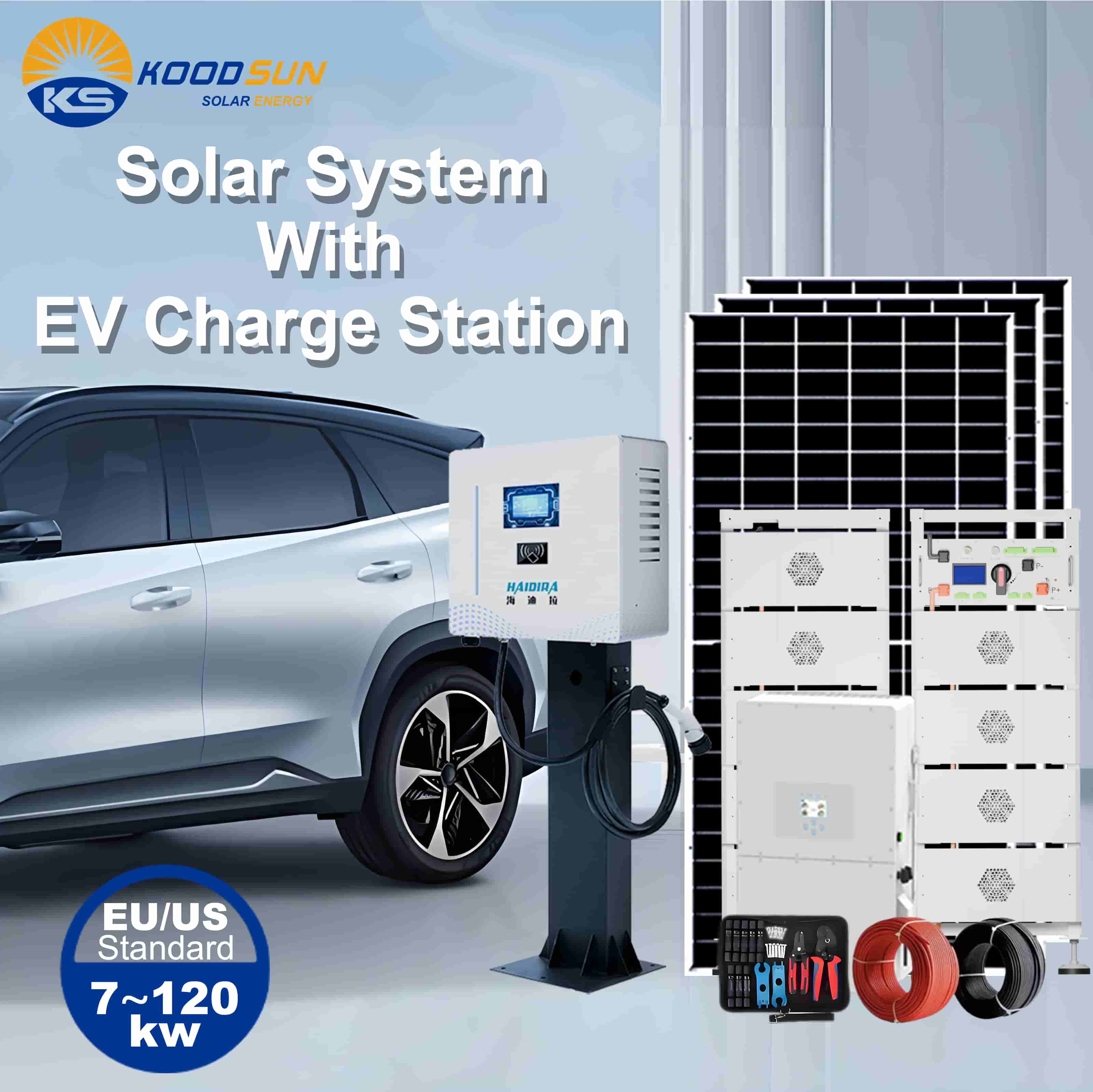 Solar System EV Charging Station with 20kW 40kw 125kw  DC Fast Charger for Residential and Light Commercial EV Applications - Koodsun