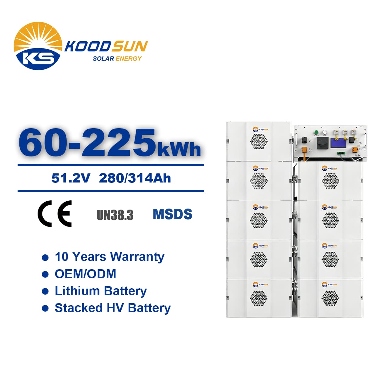 KOODSUN High Quality Factory Direct Sale High Voltage Lithium Ion Batteries for Commercial & Industrial - Koodsun