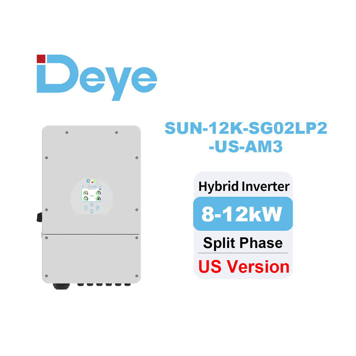 Deye Split Phase Hybrid Inverter 120V 240V SUN-12K-SG02LP2-US-AM3 12KW 50Hz 60Hz for Home Solar System - Koodsun